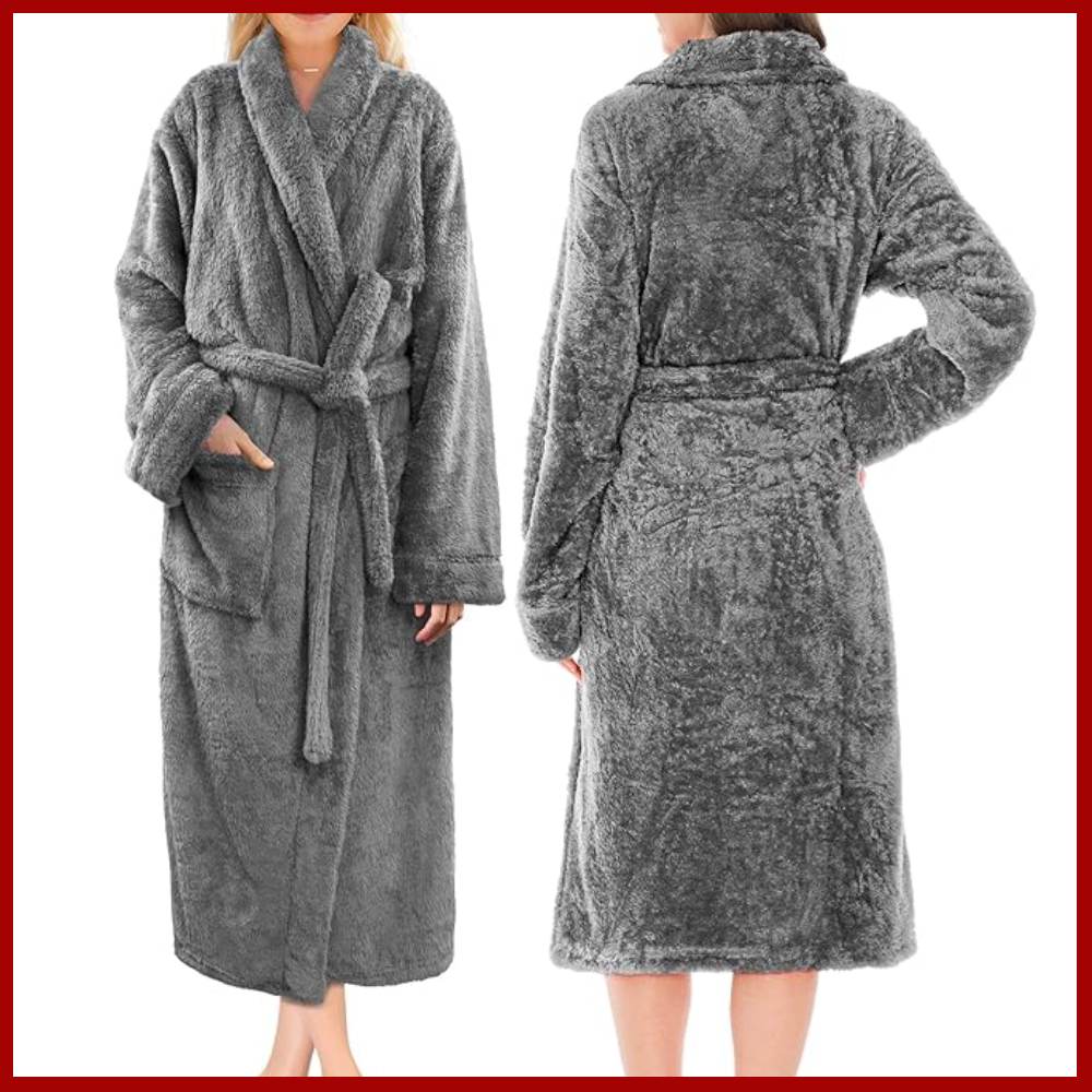 Ladies Fluffy Robe (Grey)